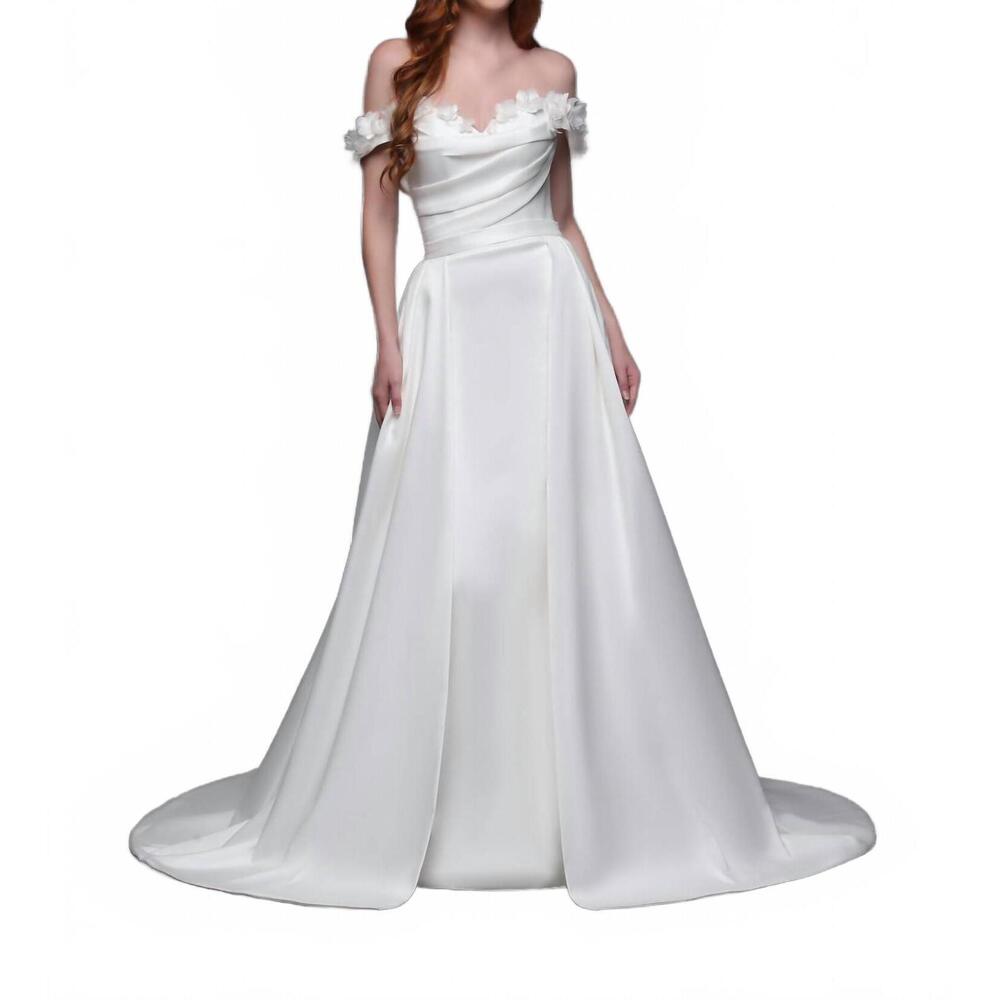NEW DAVINCI BRIDAL off the shoulder wedding gown in ivory
